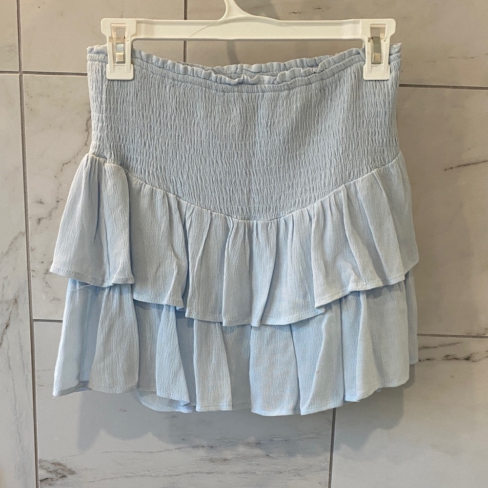 Hayden Light Blue Tiered Skirt